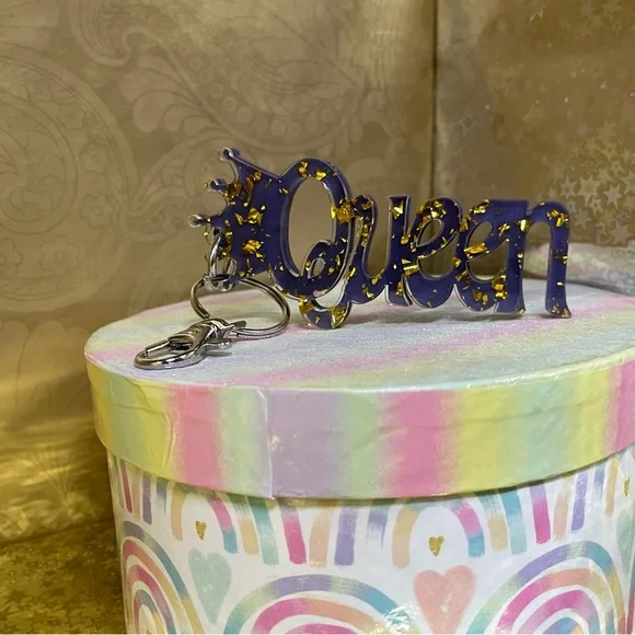 Queen Key Chain / Purse Charm Purse / Gold Sparkle - Picture 3 of 8